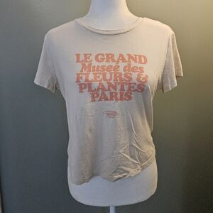 H&M French Paris Light Pink Cropped T-Shirt Women's Size Large L